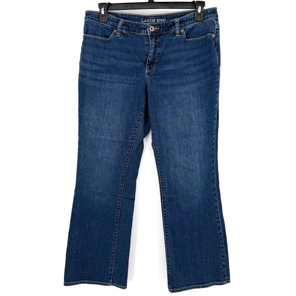 Lands' End Size 12 Mid Rise‎ Bootcut Jeans Denim Pants Blue Not Distressed